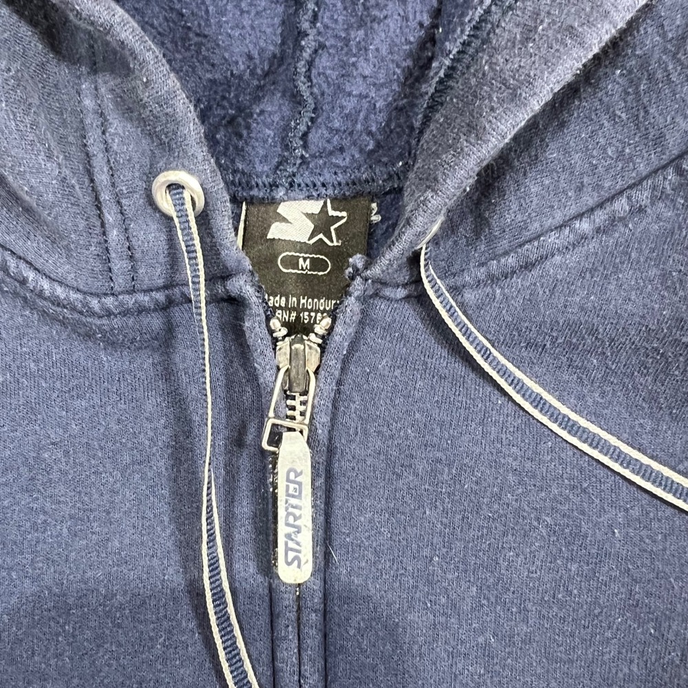 Starter Mens Navy Blue Full Zip Hoodie Fleece Embroidered Logo Sweatshirt M - Picture 9 of 13